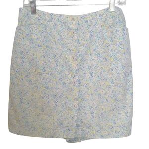 Liz Claiborne Button Front Bright Blue and Yellow Floral Skort Size 12